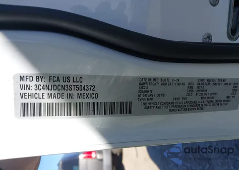 2025 Jeep Compass Limited 4X4 z USA, uszkodzony, nr VIN 3C4NJDCN3ST504372